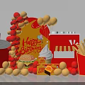Birthday Photo Check in Spot With Red Yellow Balloons Hamburger Ice Cream And Fries