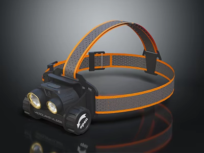TECBEARS Modern Bedside Lamp With Black Body Orange Gray Accents And Two Bulbs 3d model