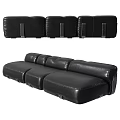 Black Leather Three Seater Sofa With Modern Modular Design And Comfortable Seats 3d model