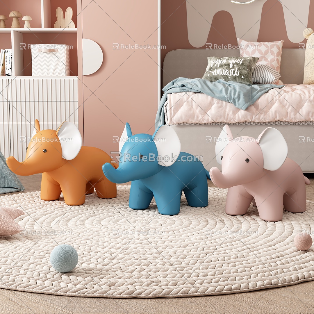 Modern Casual Cartoon Sofa Cartoon Elephant Stool 3d model