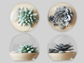 Modern succulent plant ornament 3d model