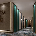 Luxurious Hotel Lobby With Grand Chandelier Central Sculpture Marble Floor And Front Desk
