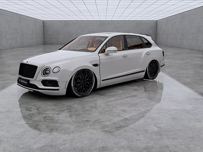 White Luxury Car With Brown Interior And Black Alloy Wheels In Spacious Concrete Room 3d model