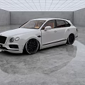 White Luxury Car With Brown Interior And Black Alloy Wheels In Spacious Concrete Room