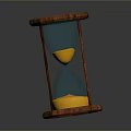 Elegant Decorative Hourglass With Wooden Frame And Teal Sand Design