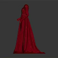 Elegant Red Formal Gown With Long Sleeves And Sleek Fabric Design