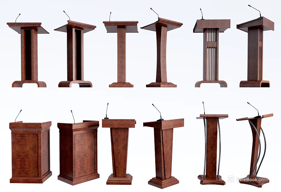 Various Designed Wooden Functional Desks With Classic And Modern Podium Styles 3d model 