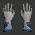 Gray And White Protective Gloves With Blue Wrist Cuffs And Mesh Design