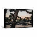 Joshua Tree Landscape Painting With Rocky Hills Sunset Sky And Sandy Ground Bushes