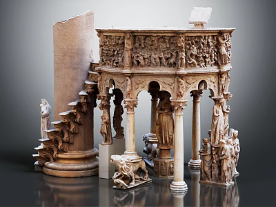 Classical European Architecture Model With Intricate Carvings Ornate Columns And Statues 3d model