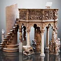 Classical European Architecture Model With Intricate Carvings Ornate Columns And Statues