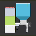 Industrial Mechanical Equipment With Blue Green White Sections Including Control Panel And Drive Mechanism