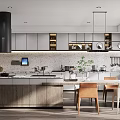Modern Kitchen Interior Design With Island Counter Cabinets Pendant Lights And Appliances