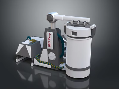 Modern BBQ Equipment With Cylindrical Tank And Mechanical Components Industrial Design 3d model