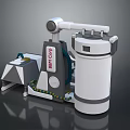 Modern BBQ Equipment With Cylindrical Tank And Mechanical Components Industrial Design