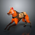 Orange Hyena Running With Mechanical Legs And Equipment Harness