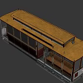 Vintage Tram With Classic Design Wooden Interior And Red White Exterior