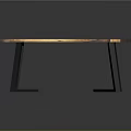 Modern Wooden Table With Transparent Resin Inlay And Black Metal Legs