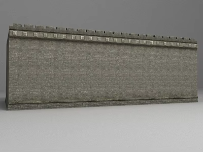 Gray Brick Building Exterior Wall With Top Decorative Details And Traditional Architectural Design 3d model