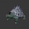 Blue Transparent Turtle Sculpture With Spiked Shell Gray Limbs And Dark Background 3d model