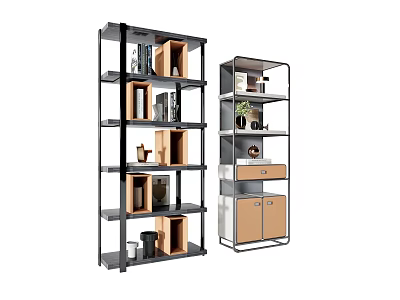 Modern Multi Tiered Bookcase With Open Design Metal Frame And Storage Compartments 3d model