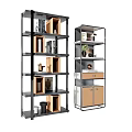Modern Multi Tiered Bookcase With Open Design Metal Frame And Storage Compartments