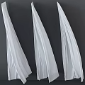 White Pleated Curtains in Different Styles for Modern Home Interior Design 3d model