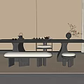 Tea Table and Chair Combination Stool Round Stool Tea Table Bench 3d model