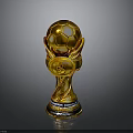 Golden Football Trophy With Soccer Ball Top And FIFA World Cup Base