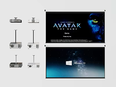 High Quality Projection Monitoring System With Multiple Projectors And Clear Screens 3d model