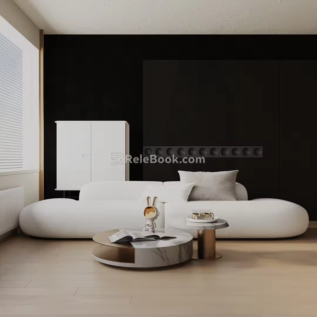 Modern three-seat sofa 3d model