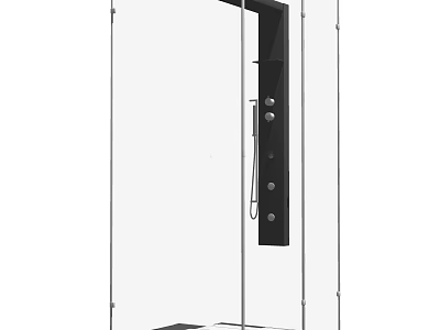 Modern Shower Head System with Black Panel Glass Enclosure and Handheld Sprayer 3d model