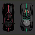 Two Modern Concept Sports Cars With Sleek Design And Colored Accent Lines