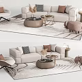 Modern Sofa Coffee Table Combination Double Sofa Leisure Chair Carpet Sofa Stool 3d model