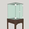 Traditional Wooden Base Display Cabinet with Glass Doors and Lattice Design