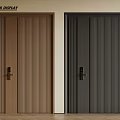 Modern Security Door Display With Brown And Black Vertical Stripe Pattern Double Panels 3d model