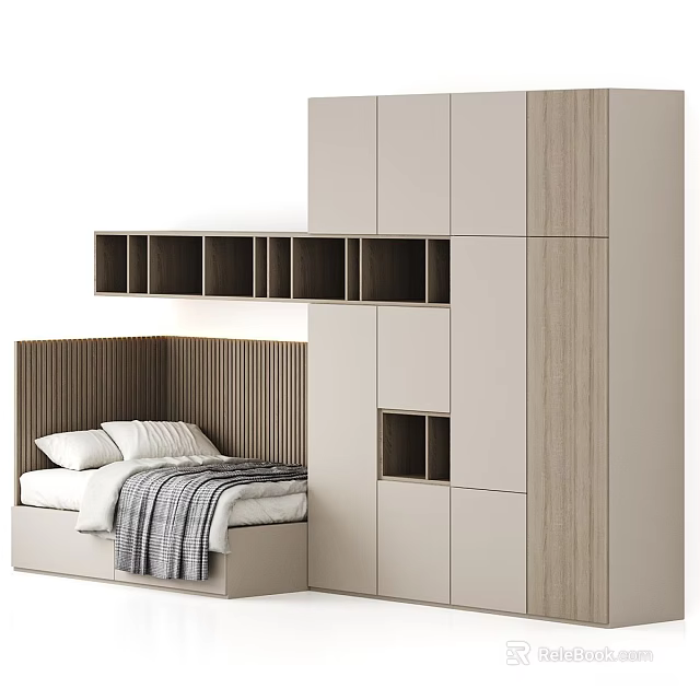 Modern Bedroom Interior Design With Tatami Bed And Built In Wardrobe 3d model