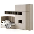 Modern Bedroom Interior Design With Tatami Bed And Built In Wardrobe 3d model