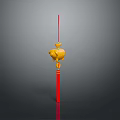 Decorative Yellow Household Item With Red Rod And Ornate Top Design