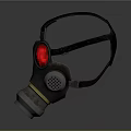 Black Gas Mask With Red Lenses Adjustable Straps And Metallic Filter