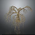 Wooden Stone Tree Sculpture With Intricate Branches Roots And Detailed Gray Background