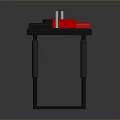 Black Household Table With Red Cushions And Storage Items For Daily Use
