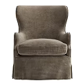 Comfortable Taupe Corduroy Accent Chair With High Back Armrests And Skirted Base