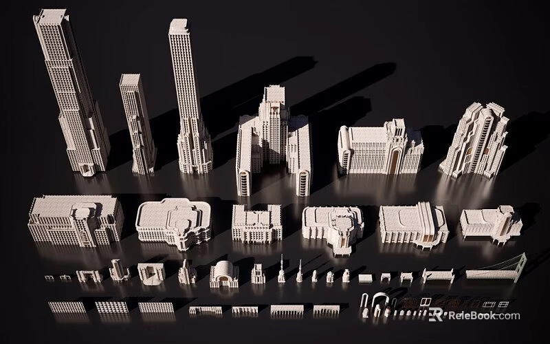Classical European Architecture Models Featuring Various Historical Structures And Intricate Details 3d model 