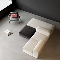 Casual Combination Sofa Fabric Multiplayer Combination Sofa Bean Curd Block Combination Sofa Leather Casual Single Chair Pillow Books 3d model
