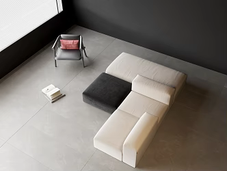 Casual Combination Sofa Fabric Multiplayer Combination Sofa Bean Curd Block Combination Sofa Leather Casual Single Chair Pillow Books 3d model