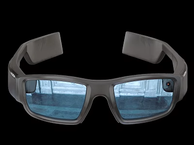 Smart AR Glasses With Gray Frame Camera And Blue Lens Projection 3d model