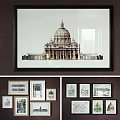 Architectural Landscape Painting Featuring Domed Building In Framed Wall Art For Home Decor