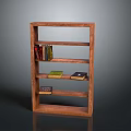 Wooden Bookshelf Interior Design With Multiple Shelves And Stacked Books