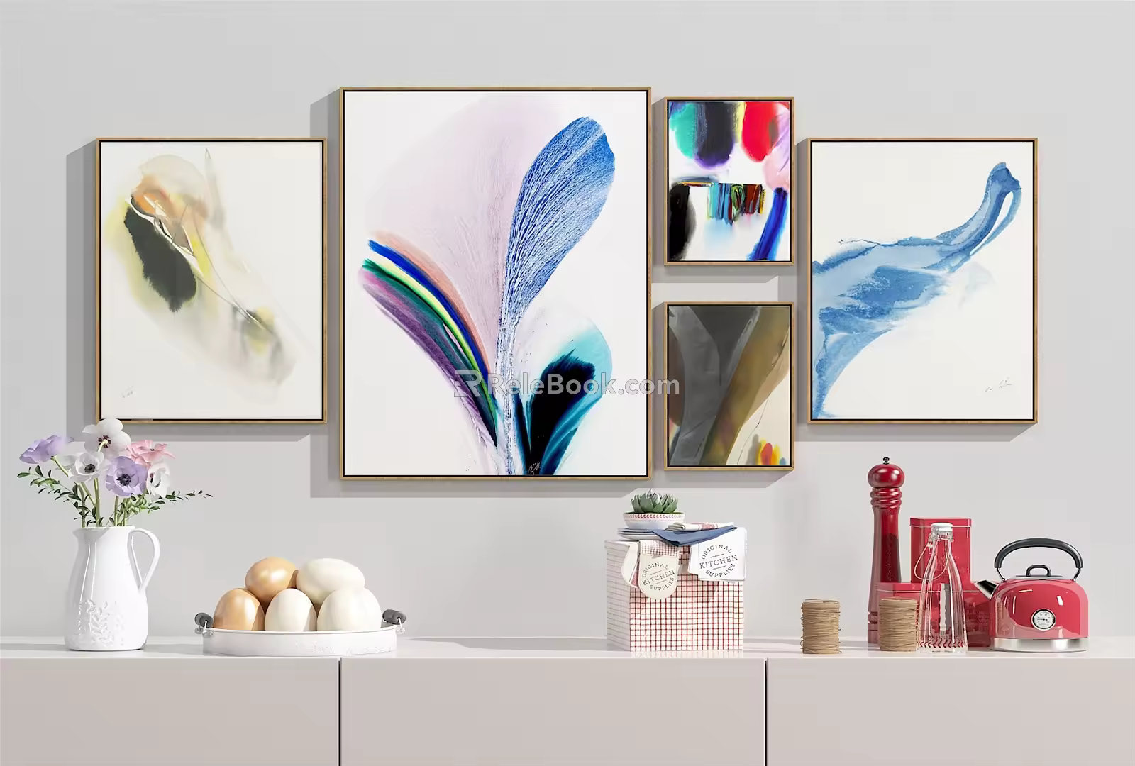 Modern Abstract Painting Abstract Hanging Painting Combination Ornaments 3d model